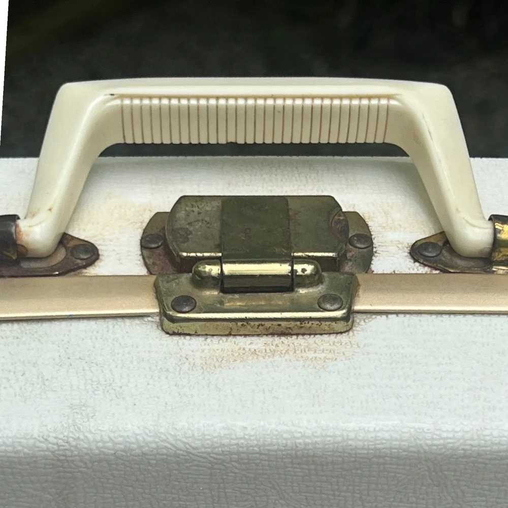 Hair Dryer Dominion 1960s‎ Portable Vanity Case White Floral Bonnet Vintage Tool
